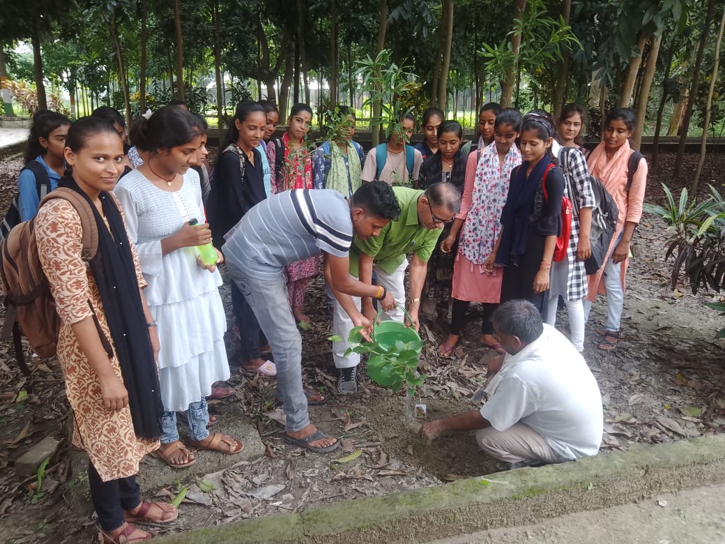 वृक्षरोपण करते हुए छात्र छात्रा एवं शिक्षकगण